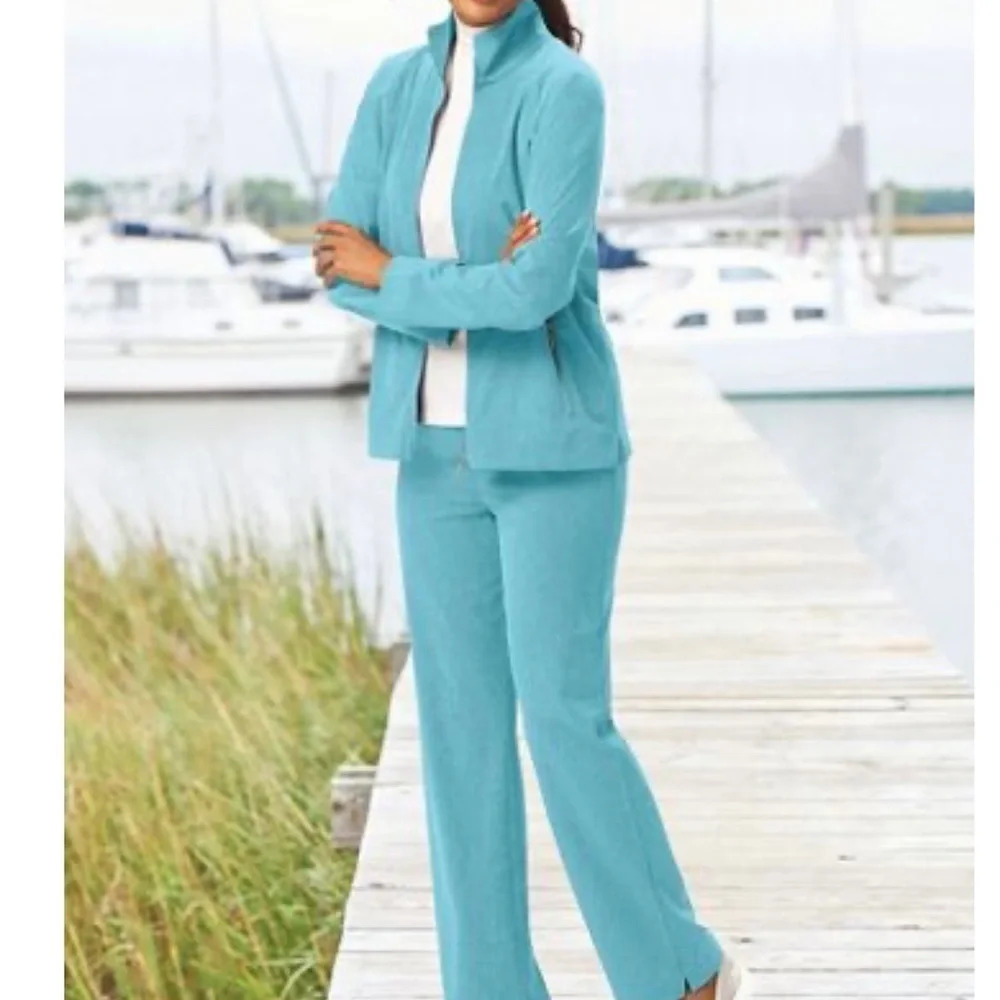 NWOT Appleseed’s Light & Easy Stretch Melange Active Pant Track Set Blue XL